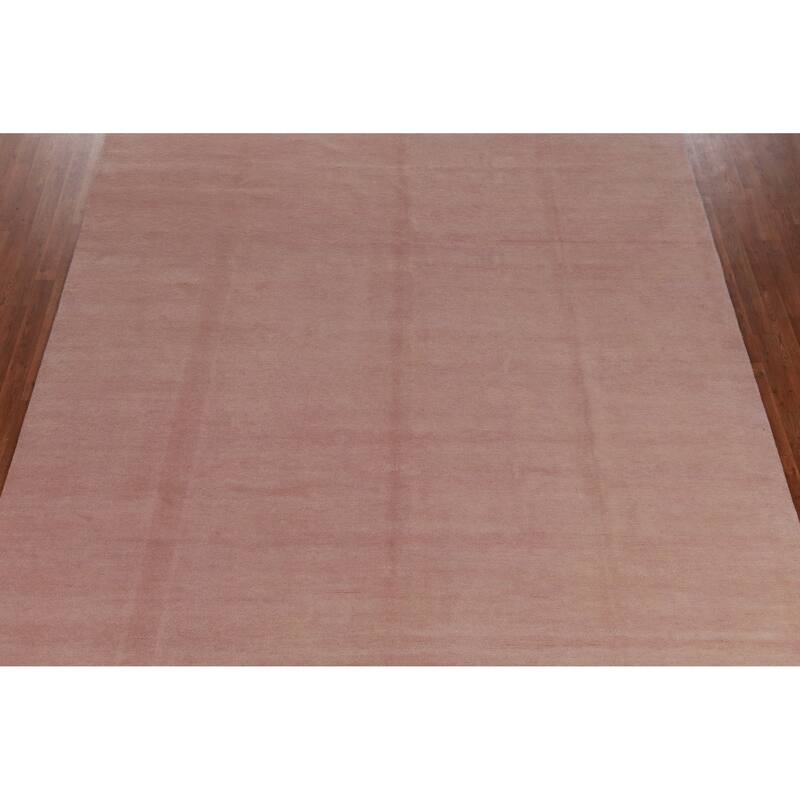 Hand Knotted Oriental 100% Wool Carpet Modern Solid Peach Gabbeh Area Rug - 11' 11'' X 9' 3''