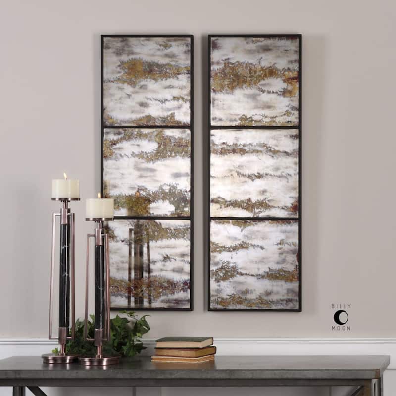 Uttermost Rahila Set of (2) Antiqued Panel Oxidized Wall Mirrors