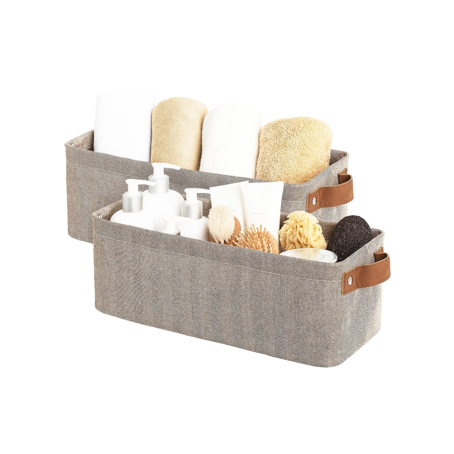 2-Pack Narrow Fabric Storage Bins, Small Basket for Closet and Shelves - 15"L x 6"W x 5"H