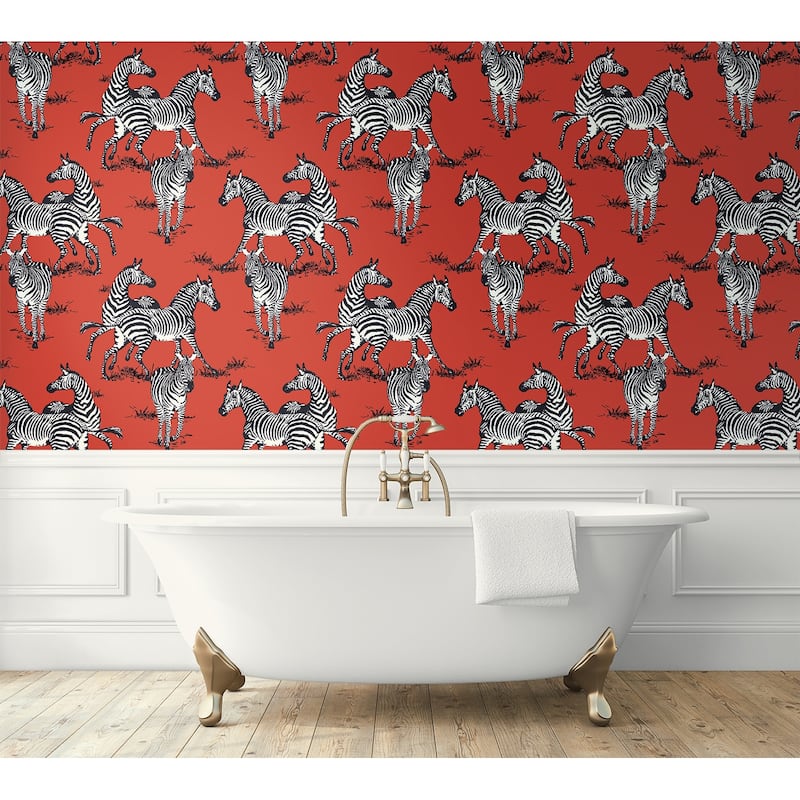 Harry & Grace Playful Zebras Peel and Stick Wallpaper