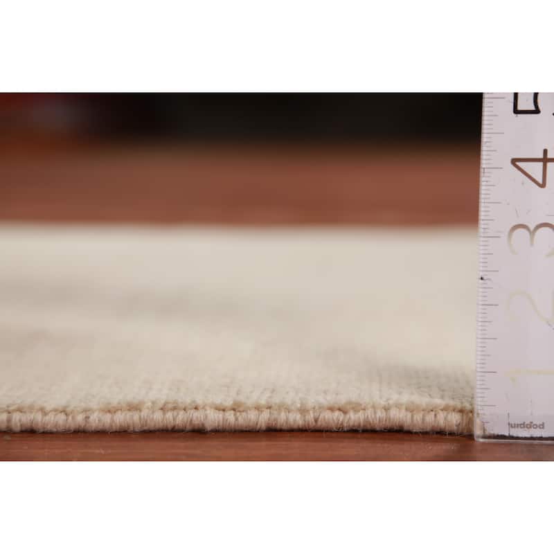 Hand Knotted Oriental 100% Wool Carpet Modern Solid Beige & Ivories Gabbeh Runner Rug - 8' 2'' X 2' 7''