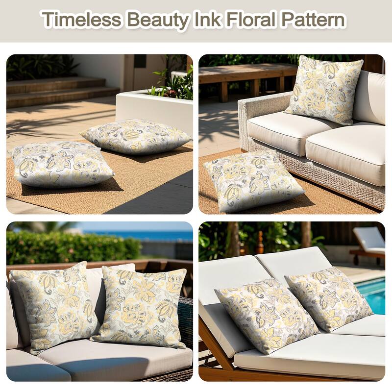 Outdoor Patio Water-Resistant Throw Pillows Set of 2
