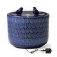 preview thumbnail 6 of 16, 15"H Turquoise Two Birds Embossed Leaf Pattern Cylindrical LED Ceramic Fountain by Glitzhome