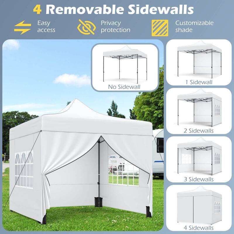 Costway 10 x 10 FT Pop up Canopy Tent with 4 Removable Sidewalls,