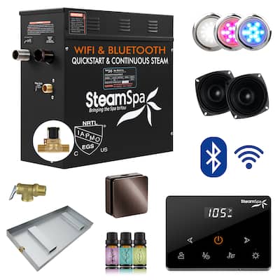 Black Series 9KW Steam Bath Generator with Fully Wireless Remote, BLUETOOTH, WIFI, and Auto Drain - 9 KW