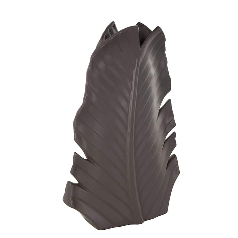 Ceramic Palm Tree Curved Leaf Decorative Vase - Black or White - Roche River Decor