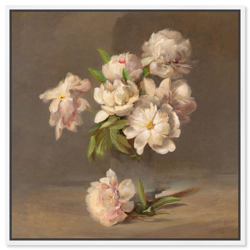 Porter Peonies in a Vase Canvas by Art Remedy - White - 16" x 16"