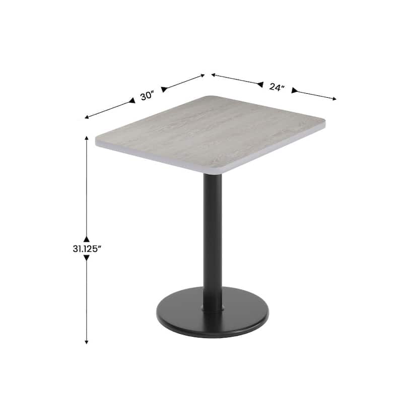 24'' x 30'' Rectangular Laminate Table Top with 18'' Round Table Height Base - 24"W x 30"D x 31.125"H