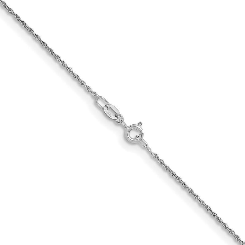 Curata Italian 14k White Gold 1.3mm Rope Chain Necklace For Women (Spring Ring)