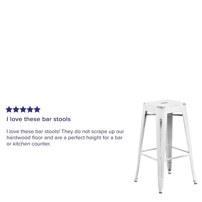 30" High Backless Distressed Metal Indoor-Outdoor Barstool - Patio Chair