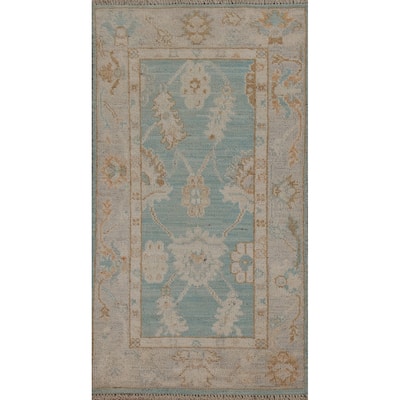 Vegetable Dye Oushak Turkish Rug Hand-knotted Oriental Wool Carpet - 1'11" x 4'1"