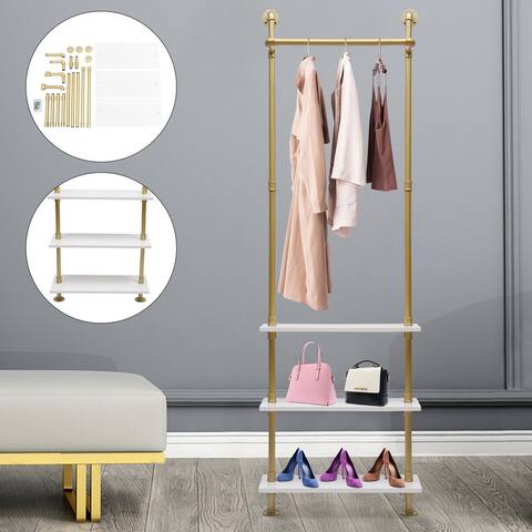 Gold Clothes Stand Wall Mounted Garment Rack - 3 tiers