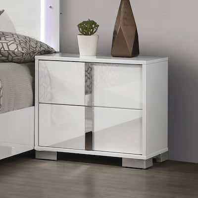 Modern Stylish Nightstand with Chrome Accents and Streamlined Design for Bedroom