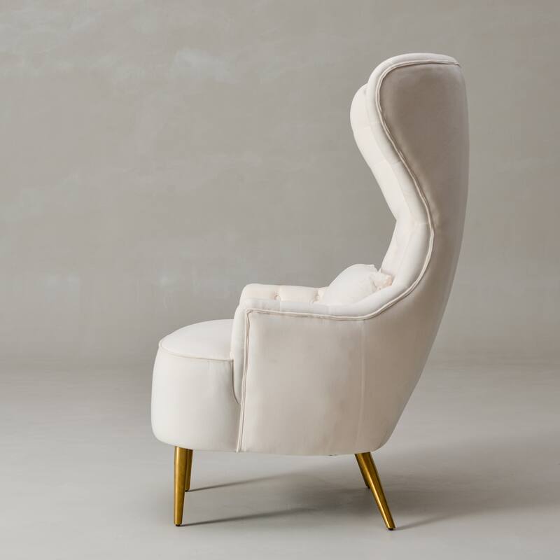 KINWELL Upholstered Tufted Velvet High Wingback Accent Chair