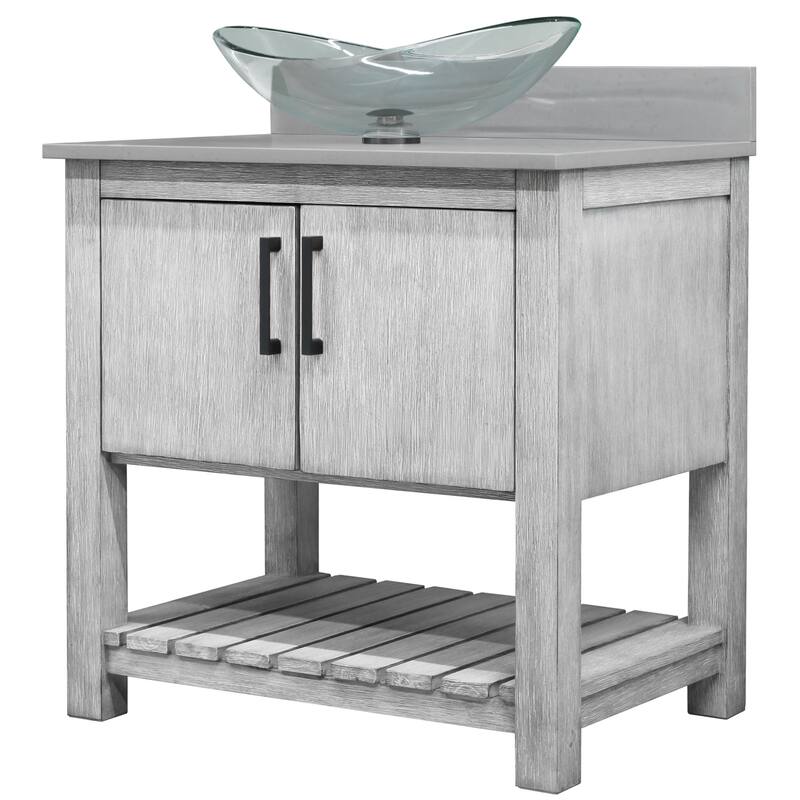 Miseno MV-30SG-NOBV-280-324C-MIR 30" Free Standing Single Basin Vanity
