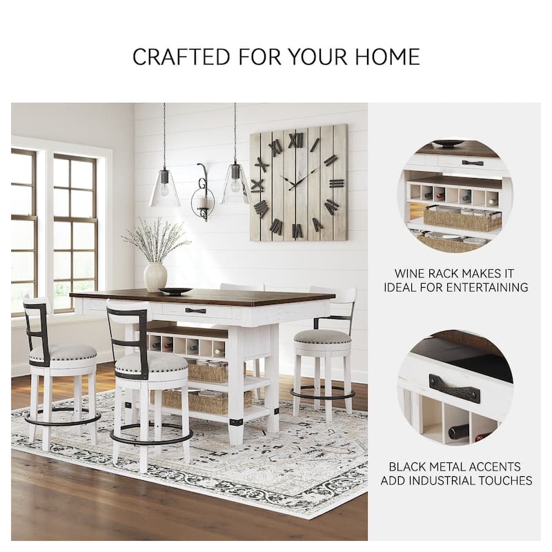 Signature Design by Ashley Valebeck White/Brown Counter Height Dining Table - 60" W x 40" D x 36.13" H