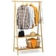 preview thumbnail 1 of 8, Gymax Bamboo Garment Rack Clothes Hanging Rack w/2-Tier Storage Shelf Natural