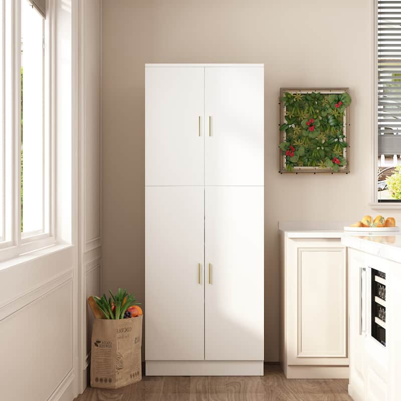 Kitchen Pantry Cupboard, Storage Cabinet w/ Adjustable Shelves