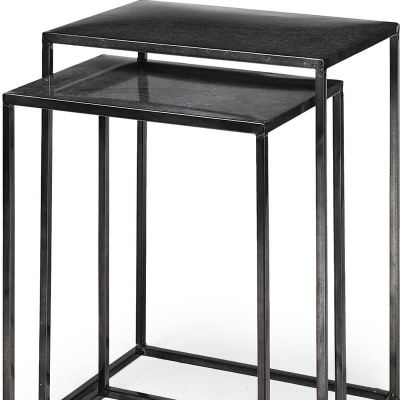 HomeRoots Set of Two Black Iron Nested Tables - 12.60 in. x 24.41 in. x 17.72 in.