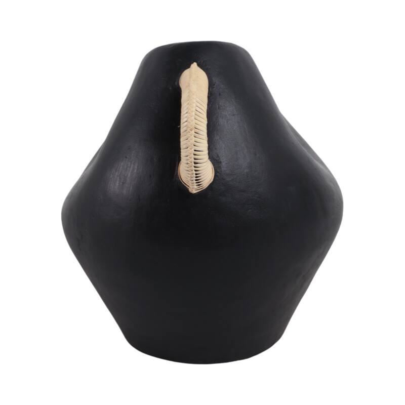 Handcrafted Terracotta Vase with Woven Handles for Modern Home Decor