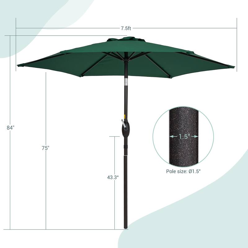 Bonosuki 7.5Ft Patio Market Umbrella Weather-Resistant Table Umbrella