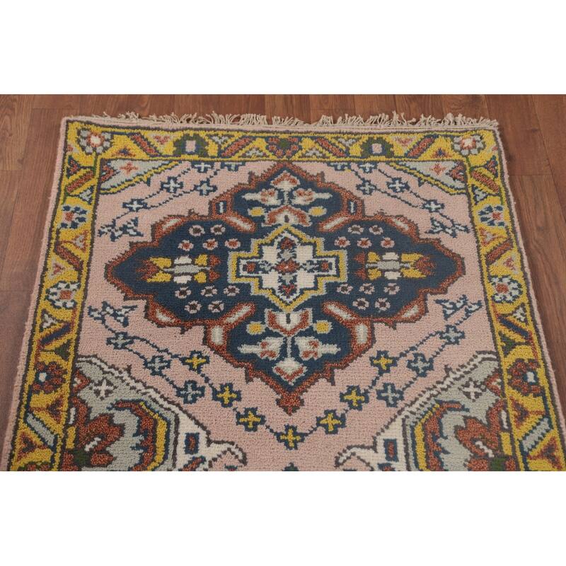 Light Pink Kazak Oriental Runner Rug Wool Carpet - 2'7"x 9'10"
