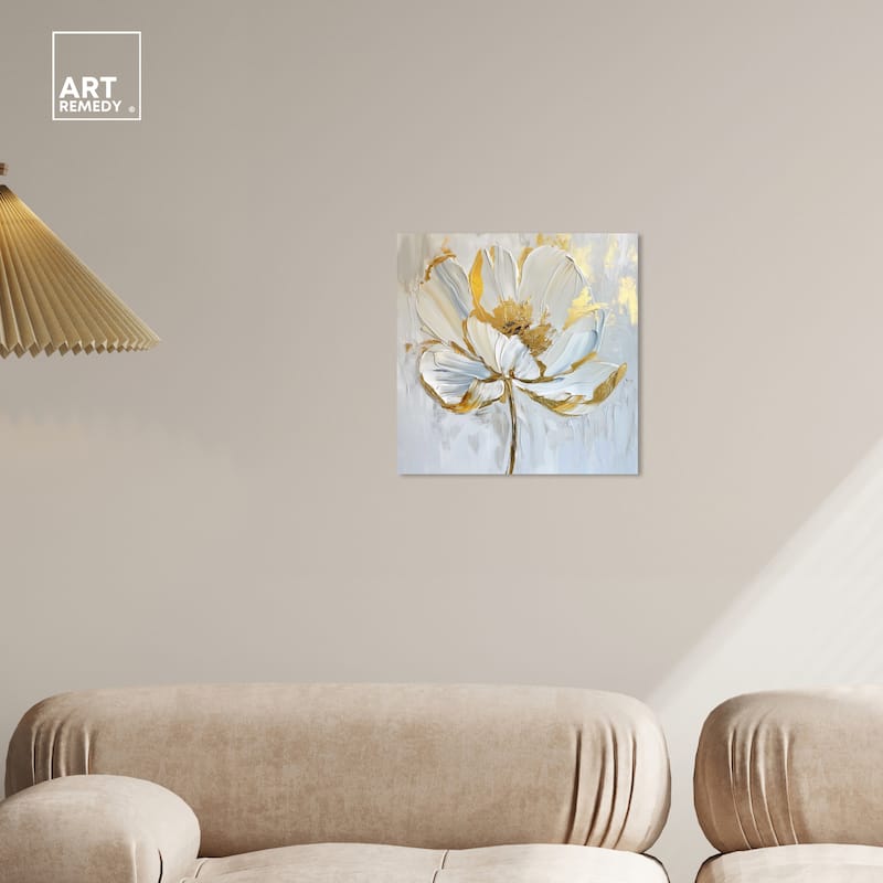 Art Remedy Gold Magnolia II Floral Fine 1 Piece Canvas Wall Art