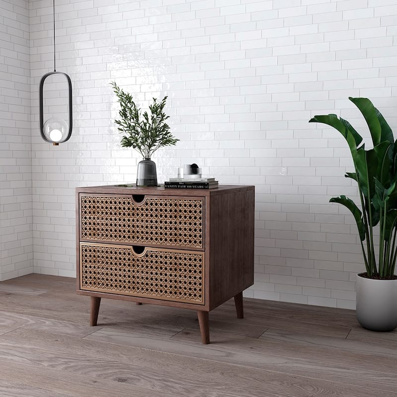Zellige 2.5x8 Blanco Glossy Ceramic Subway Tile - Wall & Backsplash