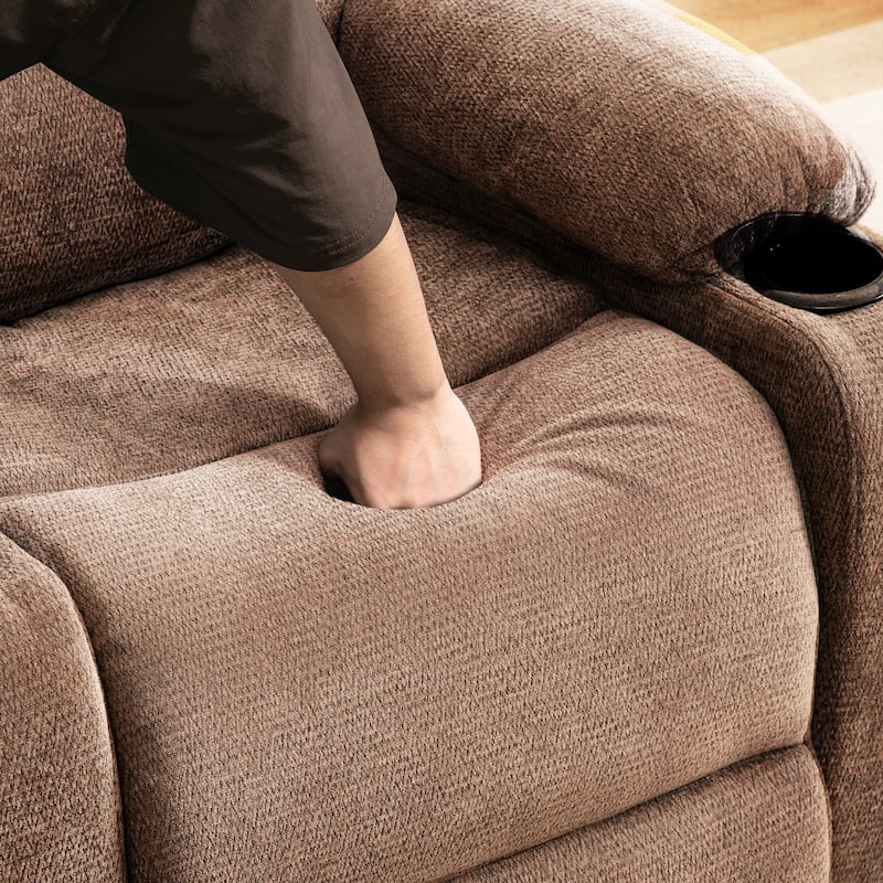 Chenille Power Lift Recliner Chair, Heavy Duty Recliner Chair with Heat & Massage, Lounge Chair with USB Ports & Cup Holders