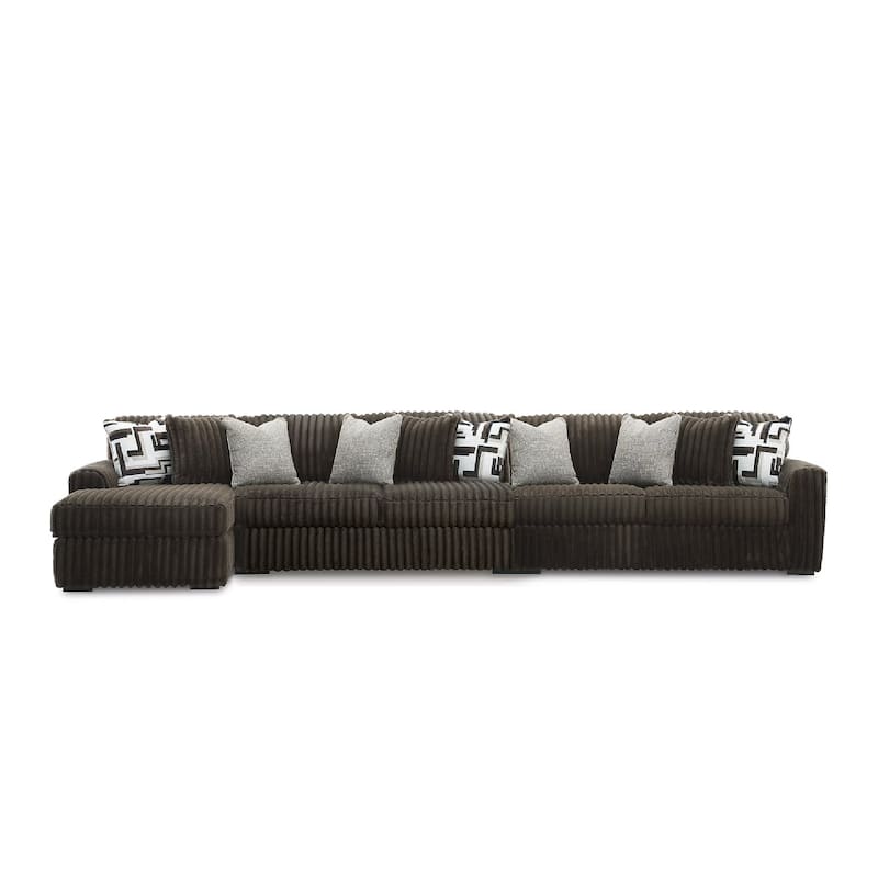 Signature Design by Ashley Midnight-madness Brown 3-Piece Sectional with Chaise - 190" W x 65" D x 40" H