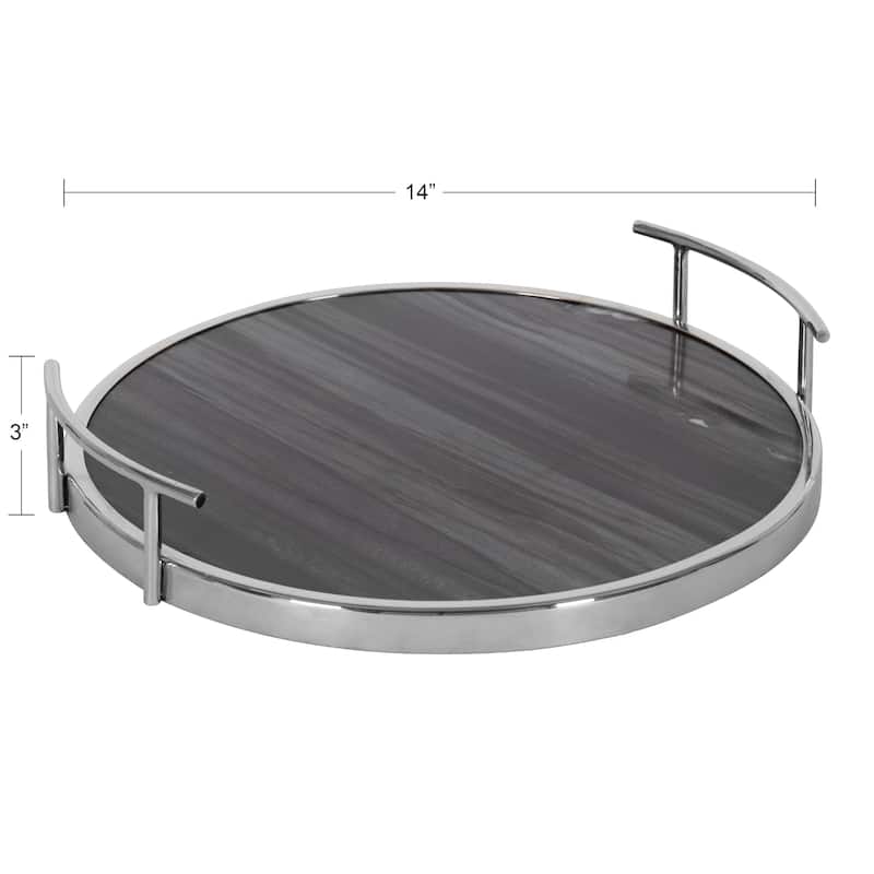 Kate and Laurel Marbury Round Metal Tray
