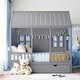 preview thumbnail 2 of 11, Full Size Wood House Bed with Twin Size Trundle, Wooden Daybed in Gray
