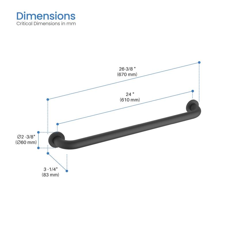 24-Inch Stainless Steel Bathroom Safety Grab Bar