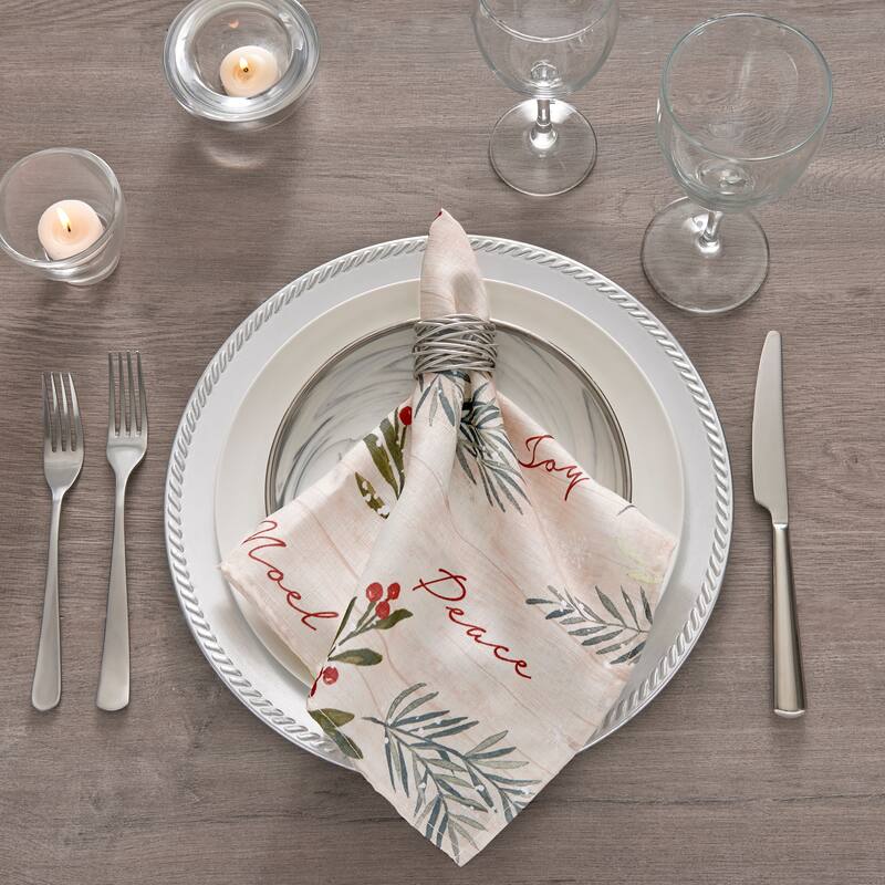 Holiday Tree Trimmings Napkins, Set of 4 - 17"x17" - 17"x17" - Multi