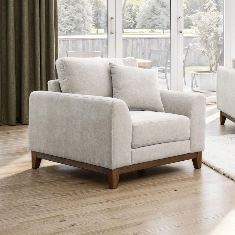 Furniture of America Lurek Mid Century Modern OEKO TEX Chenille Arm Chair - Light Grey