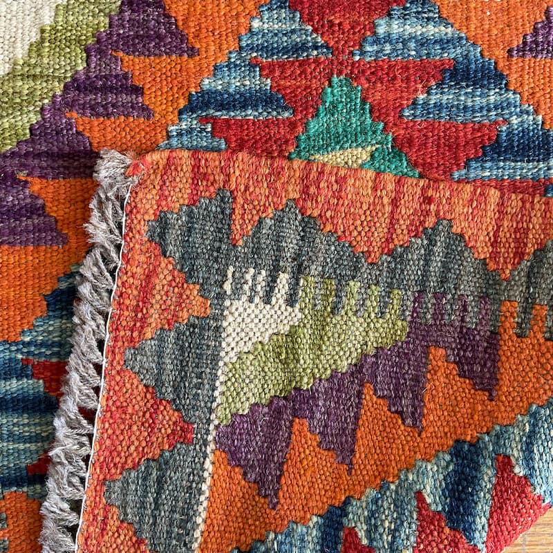 HERAT ORIENTAL Afghan Handwoven Tribal Mimana Kilim - 1'8" x 1'8"