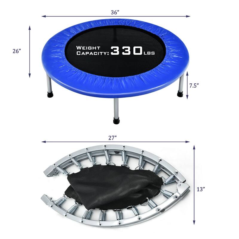 Gymax Mini Folding 36'' Trampoline Portable Recreational Fitness - See Details