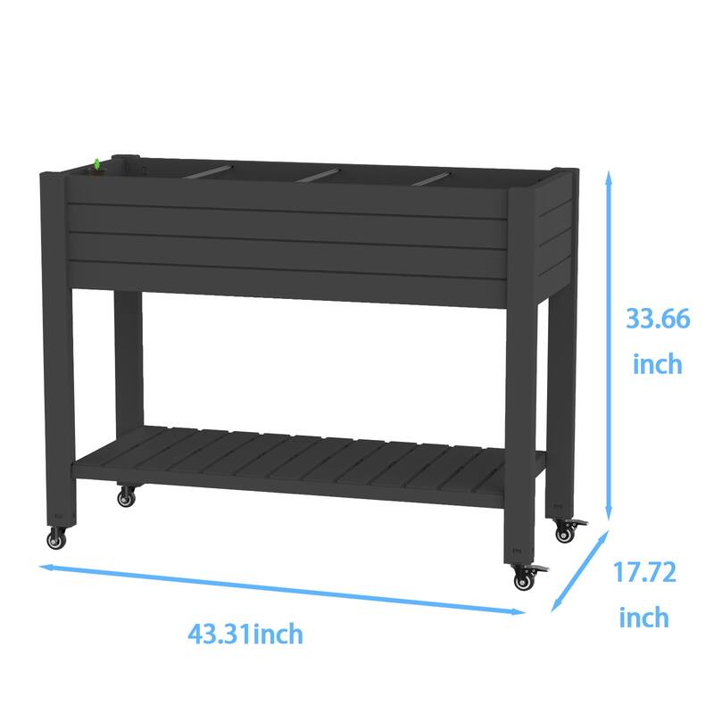 Raised Garden Bed with Trellis for Climbing Plants,Outdoor with Drainage Plug and Gauge DustProof Resin for Garden Backyard