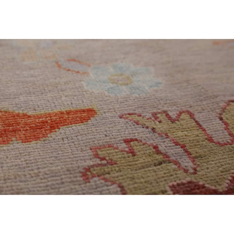 Hand Knotted Oriental 100% Wool Carpet Transitional All-Over Beige & Ivories Oushak Area Rug - 9' 10'' X 8' 5''
