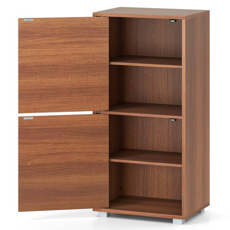 Gymax 2 PCS 2-Door Storage Cabinet w/ Adjustable Shelves Kitchen