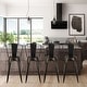 preview thumbnail 12 of 25, High Back Metal Barstool with Black/Brown Leather Cushion-Set of 4