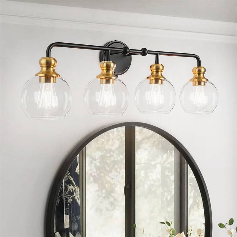 4-Light Dimmable Vanity Light with Clear Glass Shades