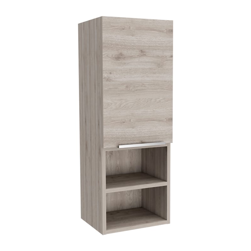 TUHOME Mila Wall-Mounted Bathroom Medicine Cabinet with Open & Closed Storage - grey