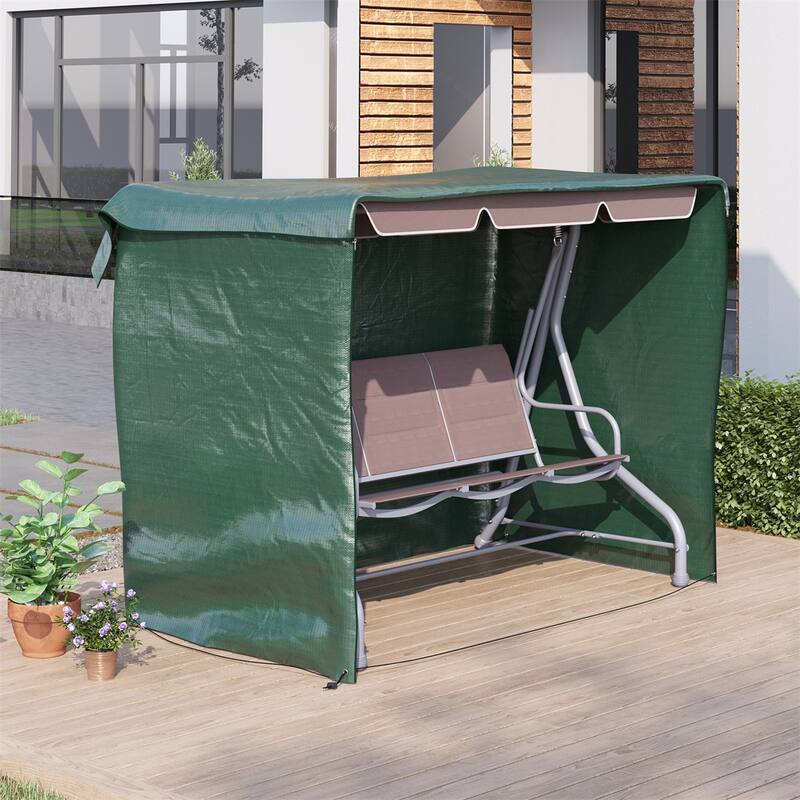 Dark Green Large Outdoor Swing Chair Cover with Waterproof PE Material and UV and Weather Resistant - 84.6" L x 61" W x 59.1" H