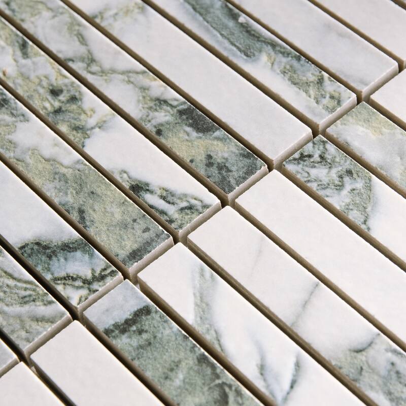 Merola Tile Touche Brick Stacked Jade 11-3/4" x 11-3/4" Porcelain Floor and Wall Tile - (1 Tile)