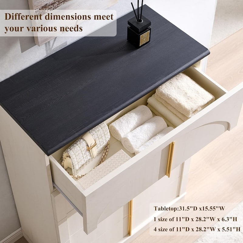 44" Tall Modern 5 Drawers Dresser with Arched Panel, Chest of Drawers