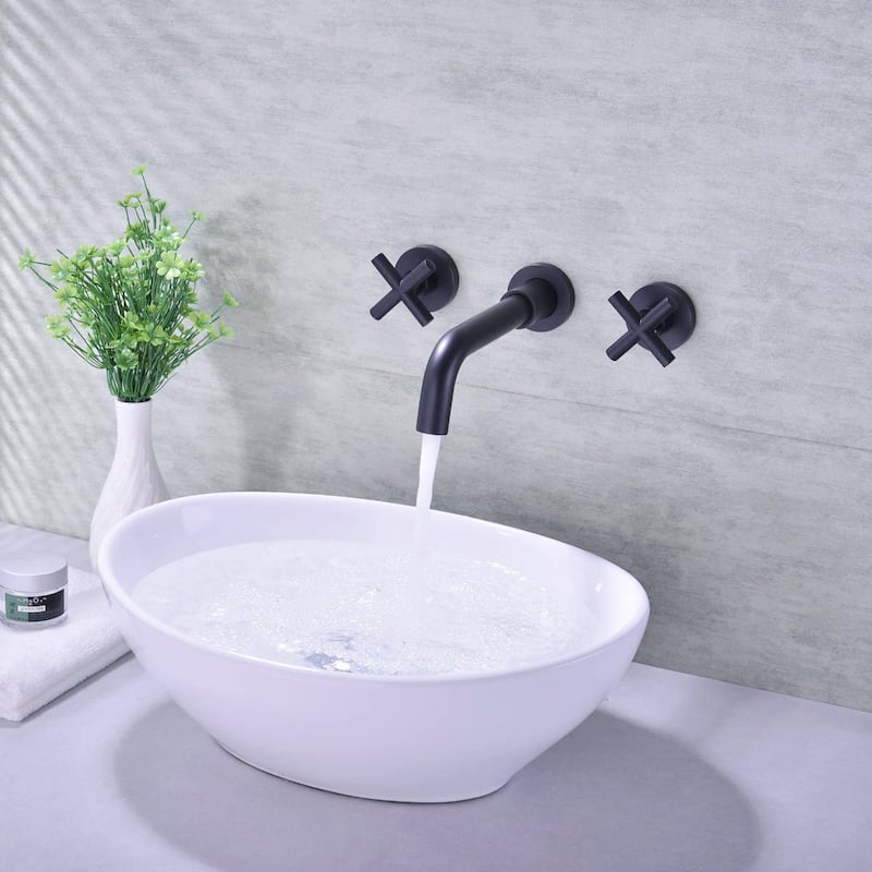 PROOX 360 Rotation Double Handle Wall Mounted Bathroom Faucet
