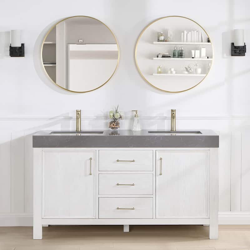 Leon 60 in. Double Bathroom Vanity with Composite Stone Top