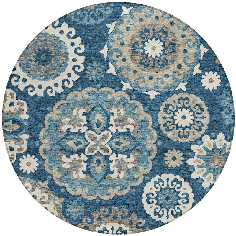 HomeRoots Floral Medallion Transitional Rectangle Outdoor Rug