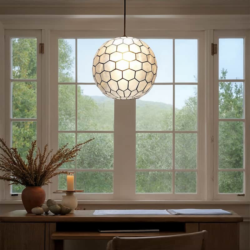 Capiz Honeycomb Globe Pendant Light